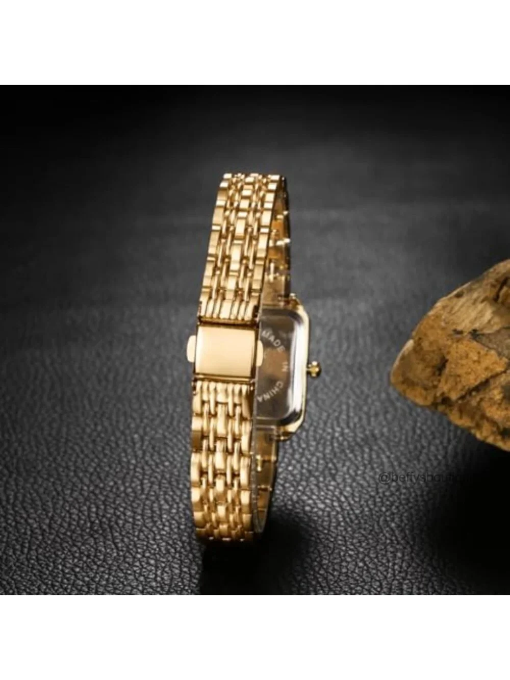 Women's Square Bracelet Watch Gold Stainless Steel Quartz Analog Jewelry